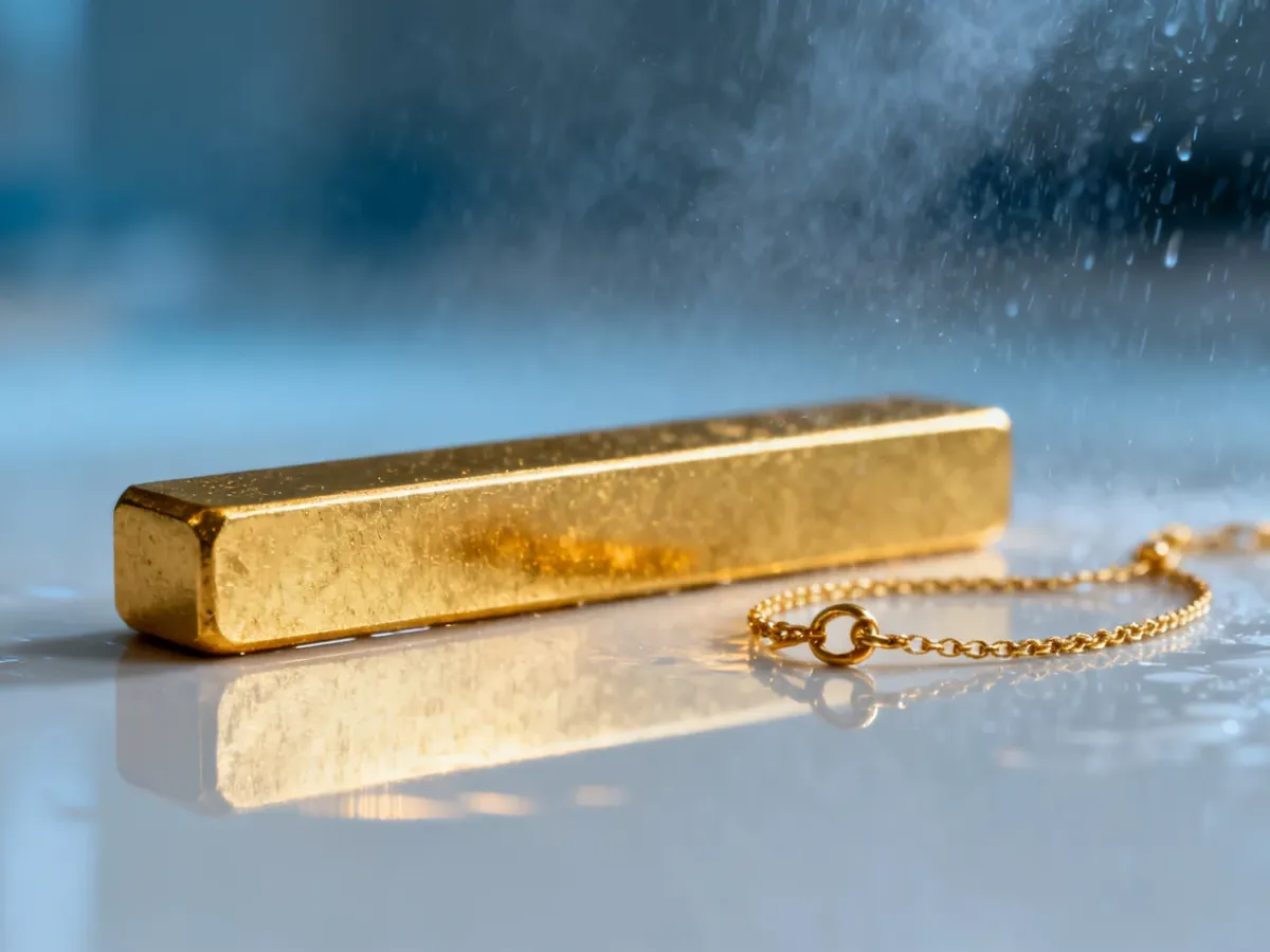 Polished gold objects remaining unchanged in a humid atmospheric setting