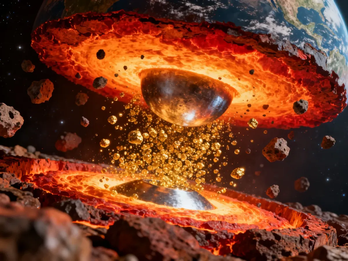 Złoto przemieszczające się ku jądru młodej Ziemi podczas bombardowania meteorytami